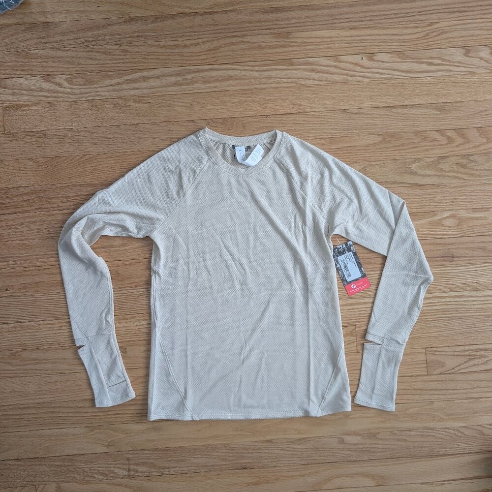 NEW Oiselle Flyout Shirt size 8 Watch View Long Sleeve Running Top Ivory White S - Picture 3 of 12
